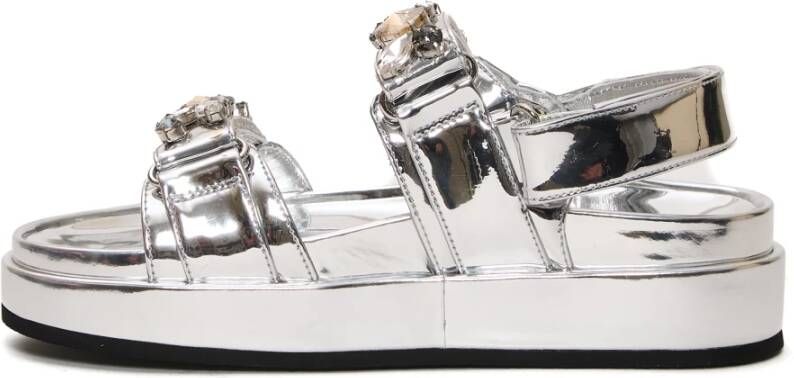 TORY BURCH Sportieve zilveren sandalen met strass detail Multicolor Dames