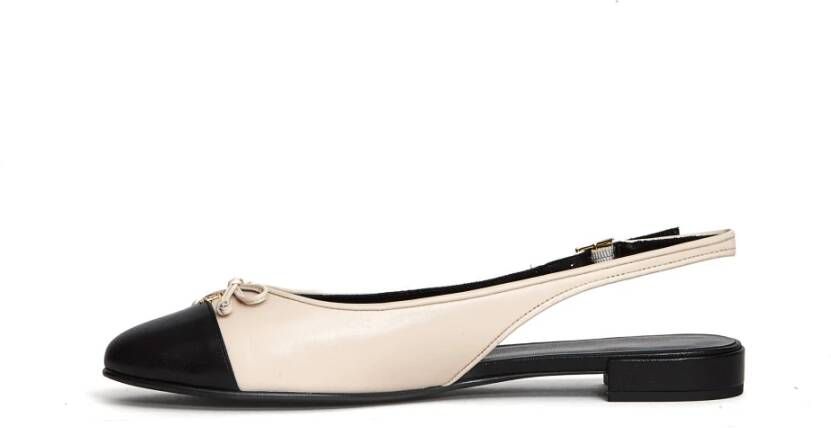 Tory Burch Stijlvolle Ballerina`s Licht Crème Zwart