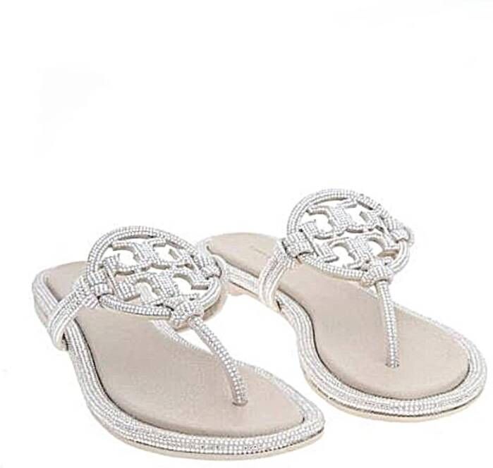 TORY BURCH Stijlvolle Slippers voor Vrouwen Gray Dames