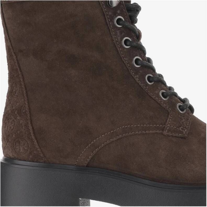 Tory Burch Suède Veterschoenen Enkellaarsjes Bruin