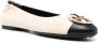 TORY BURCH Crèmekleurige Claire Leren Ballerina met Zwarte Contrastneus Beige Dames - Thumbnail 2