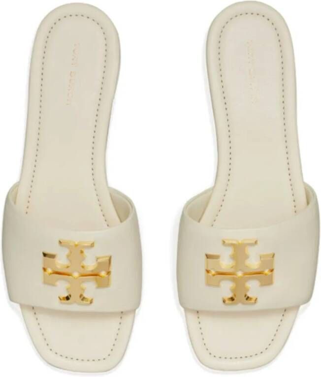 Tory Burch Witte leren sandalen met T-plaat