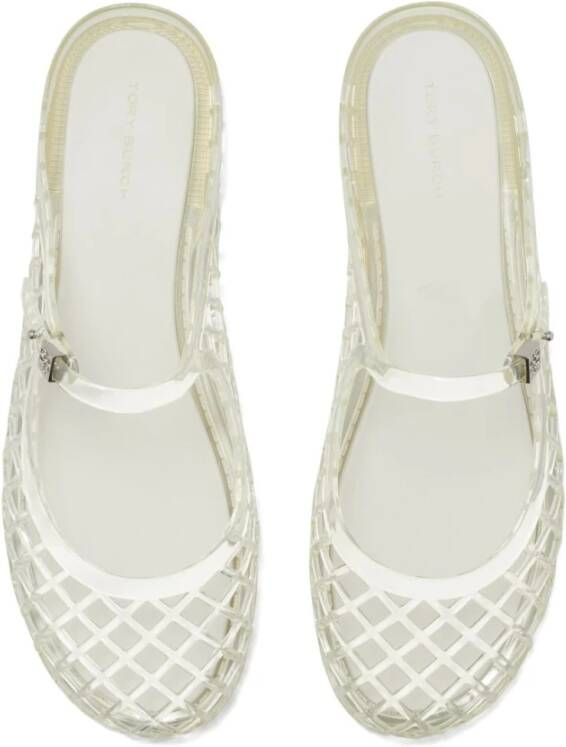 Tory Burch Witte platte schoenen met logogesp