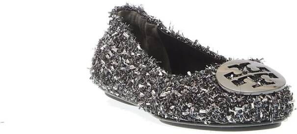 TORY BURCH Zilveren en Zwarte Boucle Ballerina Black Dames