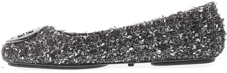 TORY BURCH Zilveren en Zwarte Boucle Ballerina Black Dames