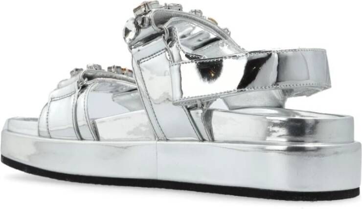 Tory Burch Zilveren Sandalen met Kristallen Versiering
