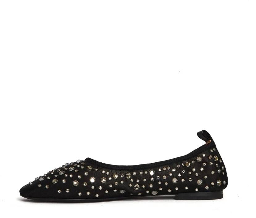 Tory Burch Zwarte Ballerina`s met Glinsterende Steentjes
