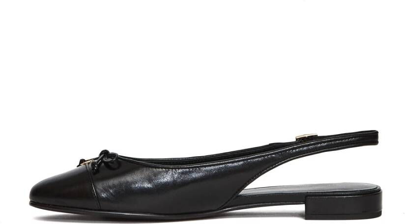 Tory Burch Zwarte leren ballerina`s Elegante enkelband
