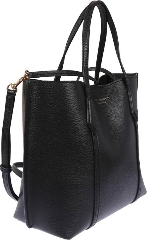 Tory Burch Zwarte leren boodschappentas met afneembare band