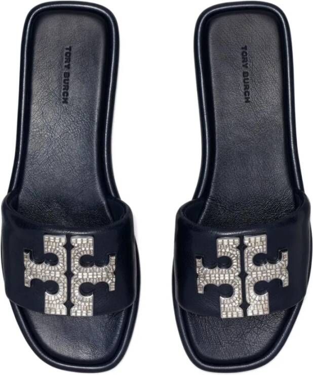 Tory Burch Zwarte leren casual sport slide muiltjes