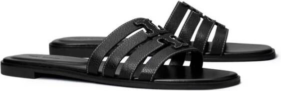 Tory Burch Zwarte Leren Double T Sandalen