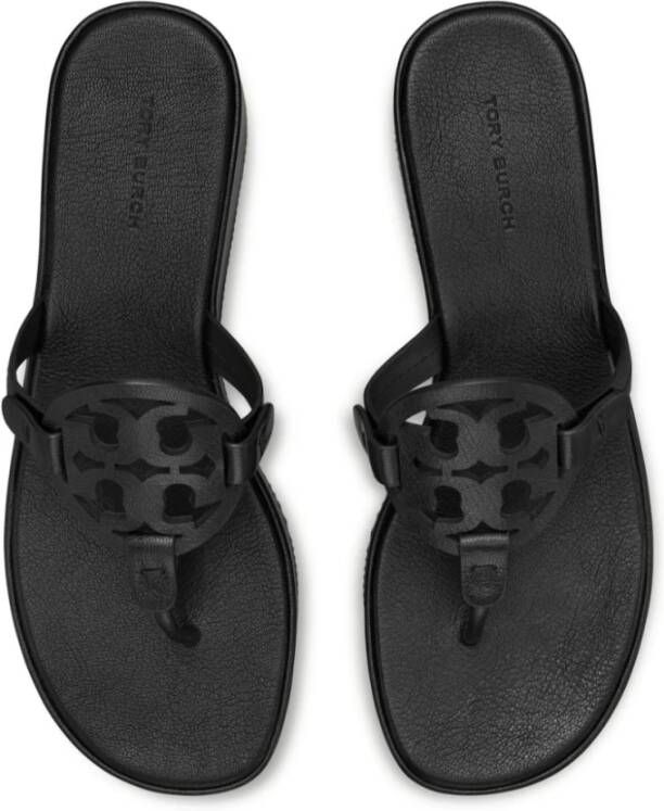 TORY BURCH Zwarte Leren Double T Sandalen Black Dames