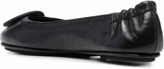 TORY BURCH Zwarte Leren Minnie Ballet Flats Zwart Dames