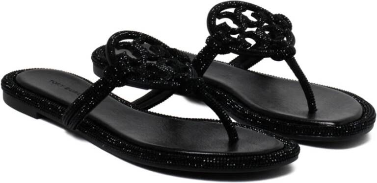 TORY BURCH Zwarte Miller Sandalen met Pavé Detail Black Dames