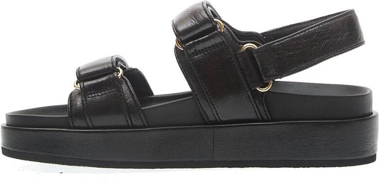TORY BURCH Zwarte Sleehak Schoenen Velcro Sluiting Black Dames