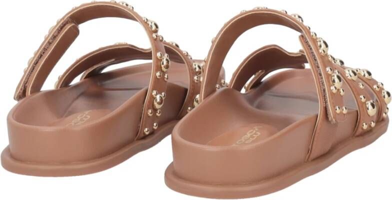 Tosca Blu Bruine Leren Sandalen met Borchia Design