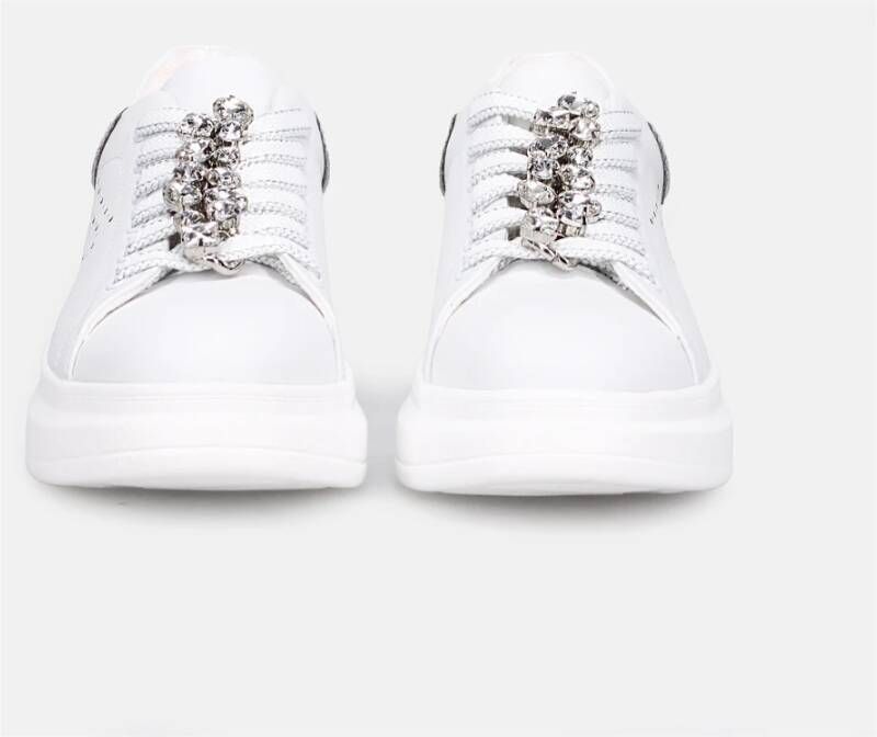 Tosca Blu Witte Leren Sneakers met Strass Accessoires Wit Dames