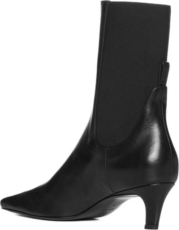 TotêMe Zwarte Leren Enkellaarzen Black Dames