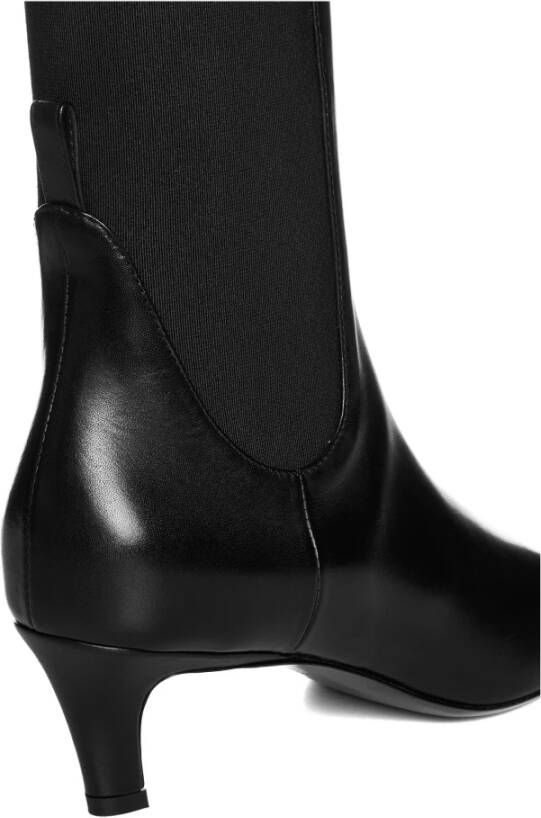 TotêMe Zwarte Leren Enkellaarzen Black Dames