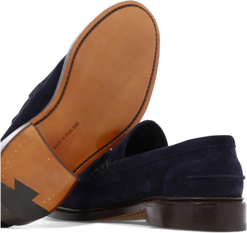 Tricker's Blauwe Loafer Schoenen Elegante Stijl