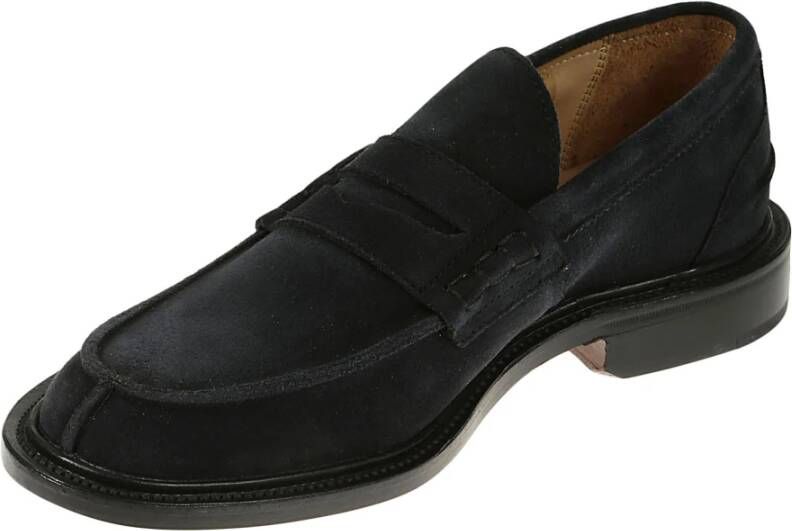 Tricker's Blauwe Suède Mocassins Loafers