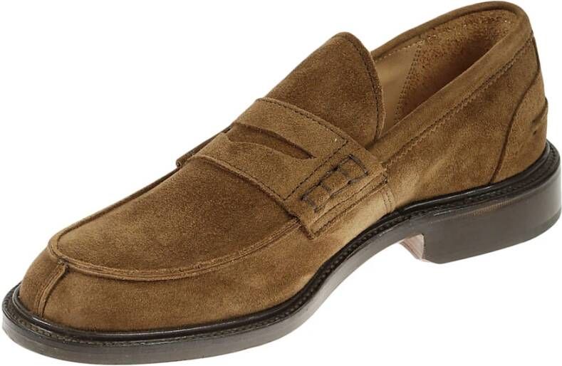 Tricker's Bruine Suède Loafers voor Stijlvolle Mannen