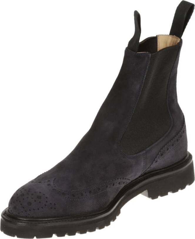 Tricker's Marineblauwe Suède Chelsea Enkellaars
