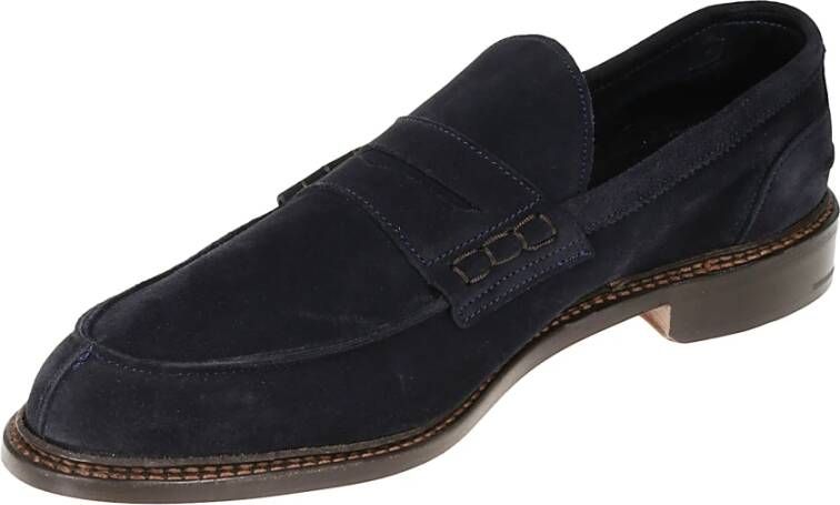 Tricker's Marineblauwe Suède Mocassin Schoenen