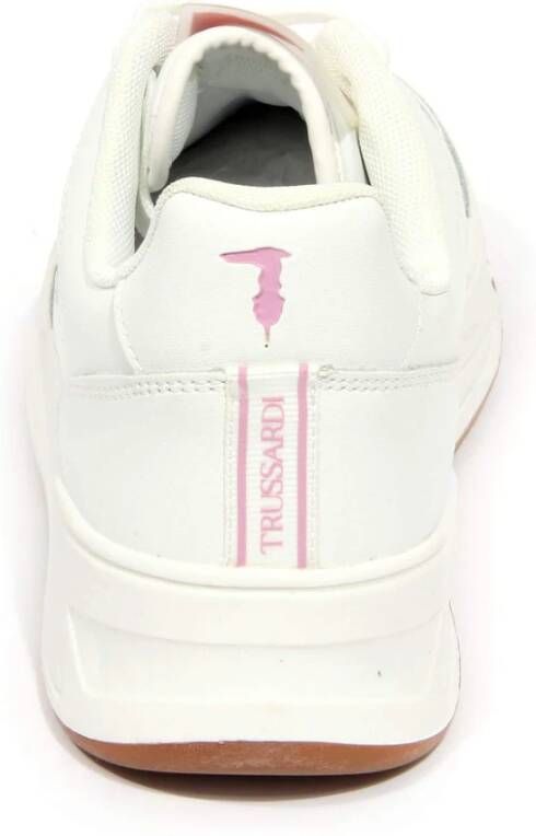 Trussardi Wit Roze Lage Leren Schoenen
