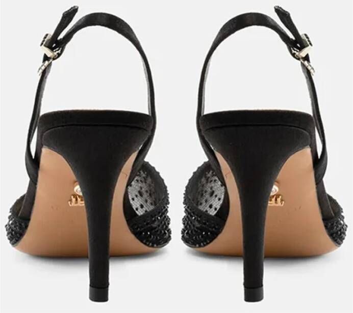 Twentyfour Zwarte Slingback Platte Schoenen met Strass
