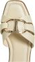 Twinset Beige leren slide sandalen met Oval T-logo - Thumbnail 3