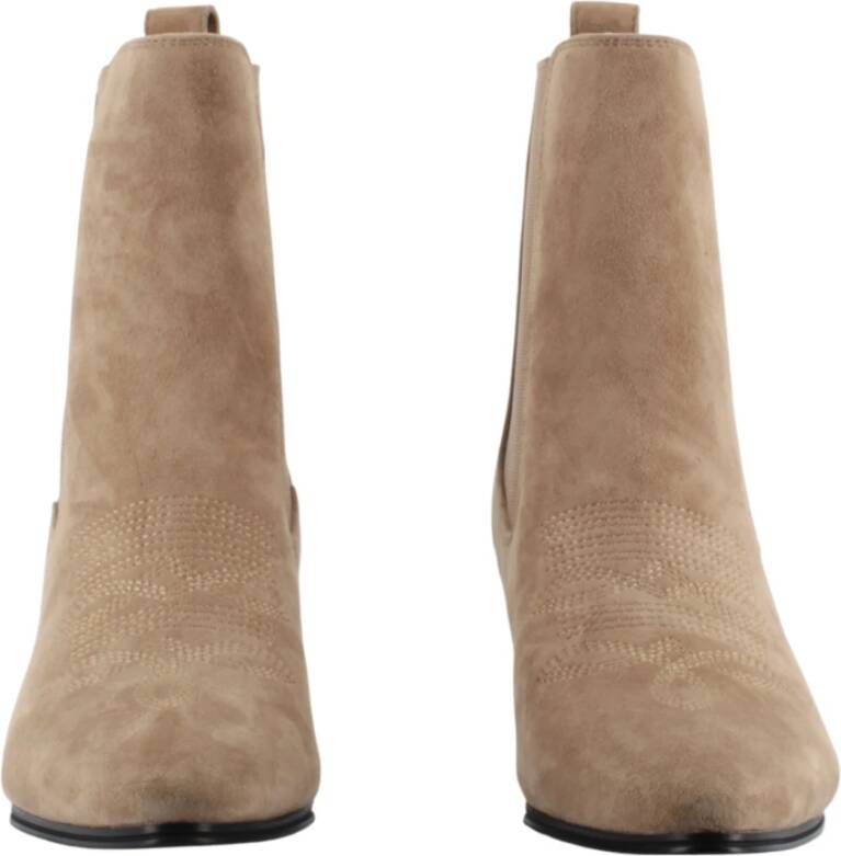 Twinset Beige Suède Leren Enkelboot