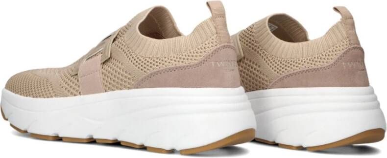 Twinset Beige Roze Lage Top Chunky Sneakers