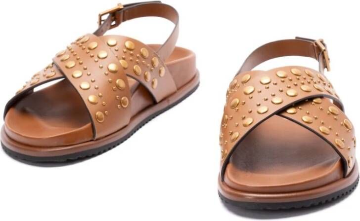 Twinset Bruine Stud Sandalen met Slingback Band