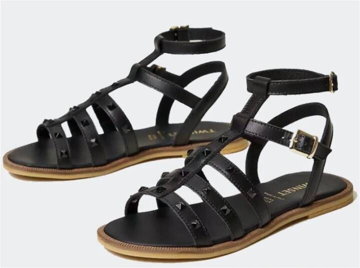 Twinset Flat Sandals Black Dames