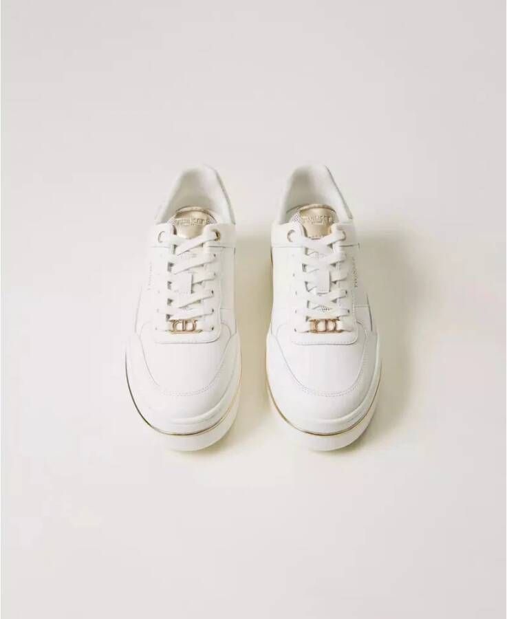 Twinset Gelamineerde leren platformsneakers