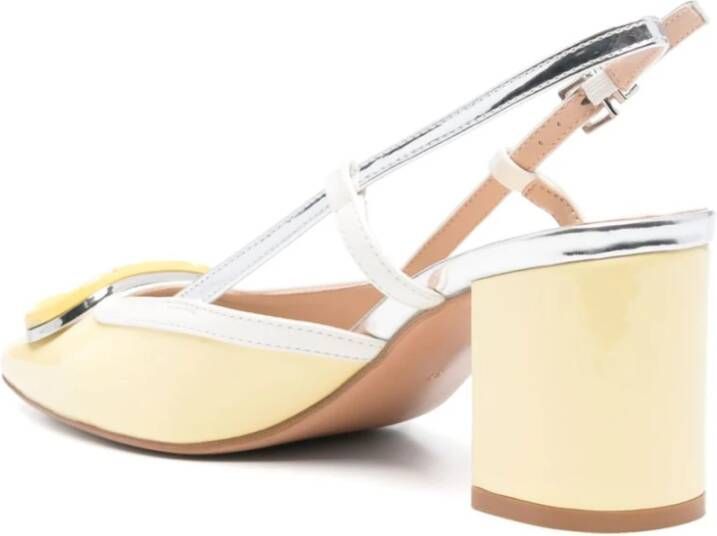 Twinset Gele Slingback Sandalen met Logo Plaque Beige Dames
