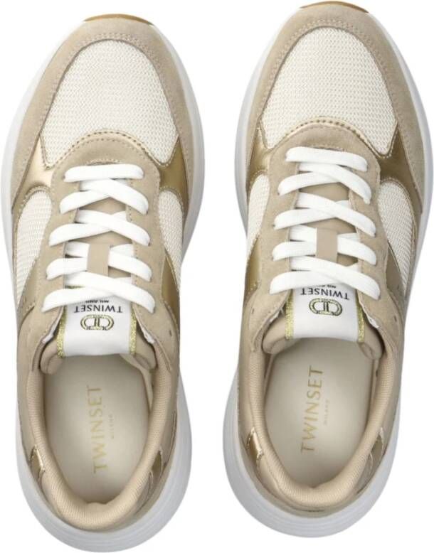 Twinset Gouden platte sneakers met chunky zool