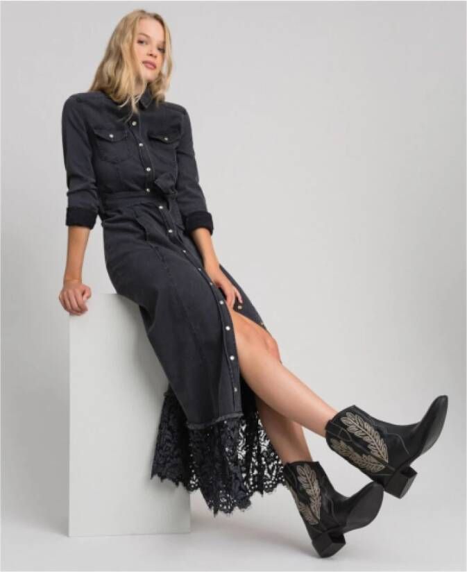 Twinset Leren Geborduurde Cowboy Laarzen