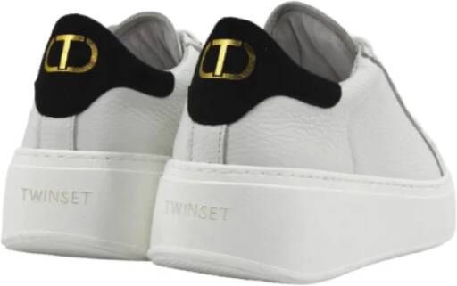 Twinset Leren sneakers met contrasterende hielkap White Dames