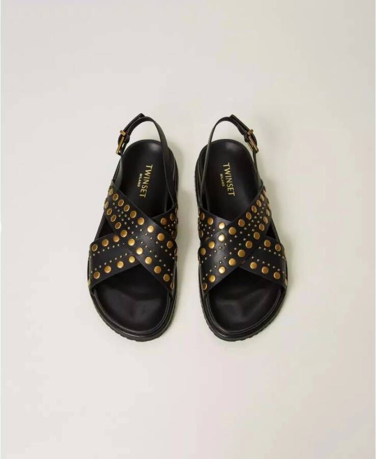 Twinset Leren Studs Sandalen