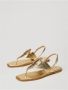 Twinset Platte leren lamé sandalen met verstelbare band Yellow Dames - Thumbnail 2