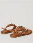 Twinset Platte leren sandalen met verstelbare band Brown Dames - Thumbnail 3