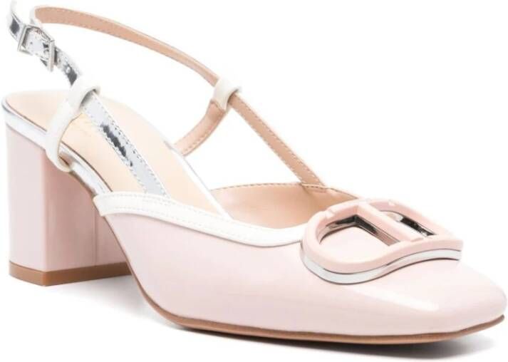 Twinset Roze Slingback Sandalen met Logo Plaque