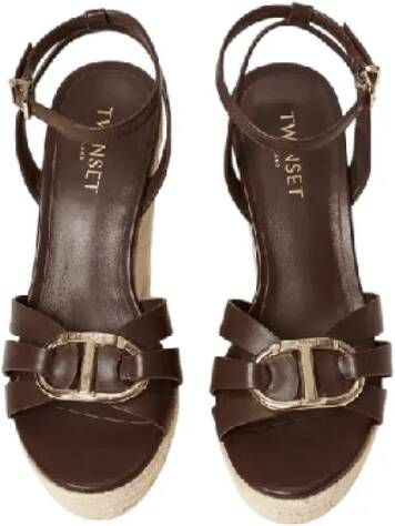 Twinset Wig Sandalen in Koord en Leer