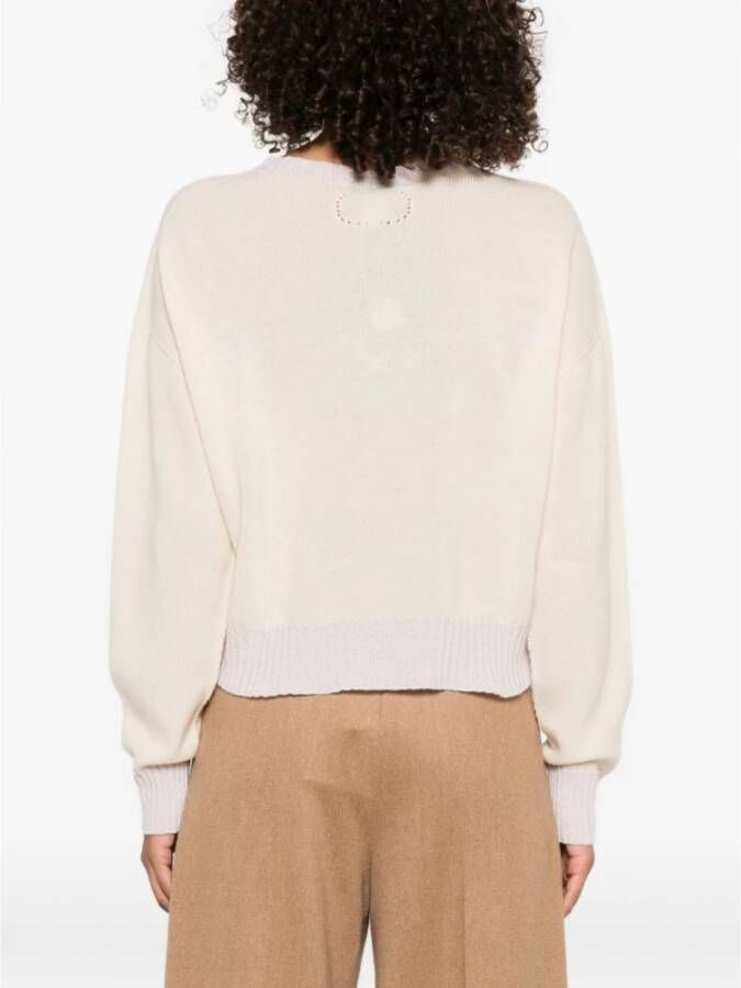 Twinset Witte Boothals Truien Wol-Kasjmier Mix