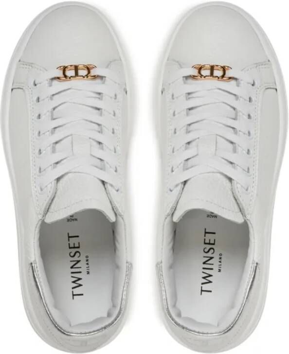 Twinset Witte Leren Platform Sneakers White Dames