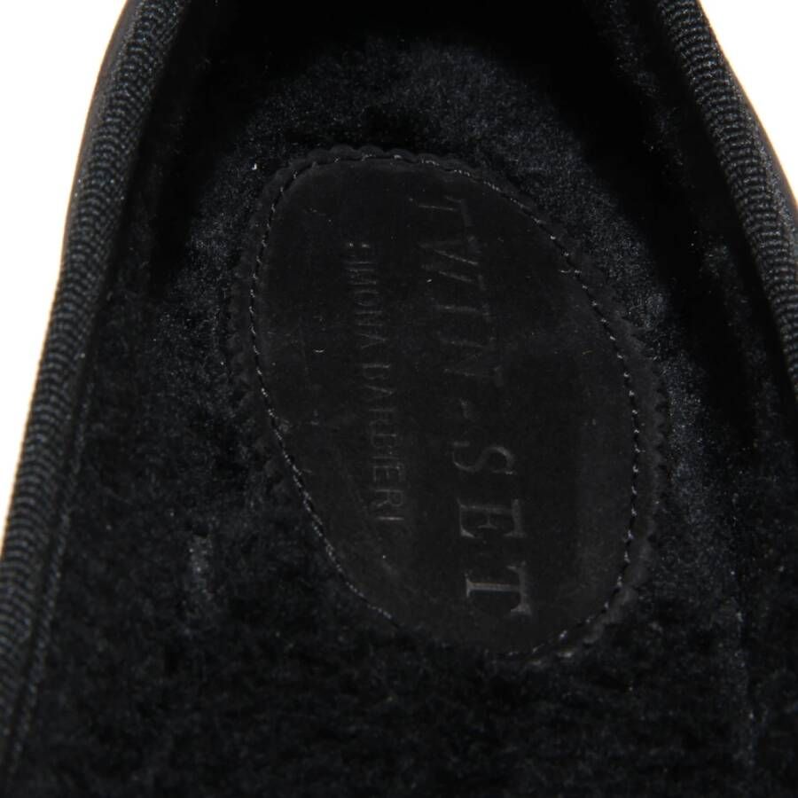 Twinset Zwarte ballerina schoenen met eco-bont voering