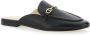 Twinset Zwarte Leren Logo Plaque Muilen Black Dames - Thumbnail 2
