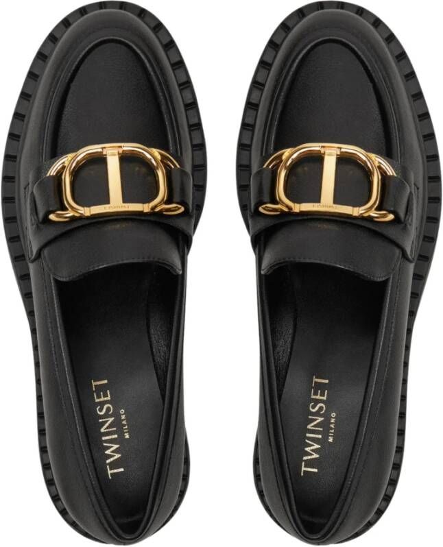 Twinset Zwarte platte mocassins met rubberen zool Black Dames
